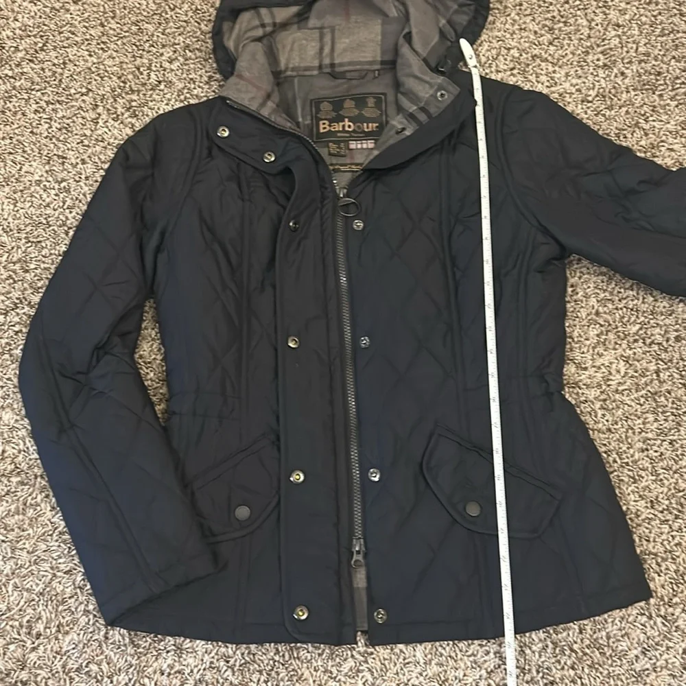 Barbour Black Quilted Jacket Winter Tartan Women’s Size 6 - Picture 6 of 14